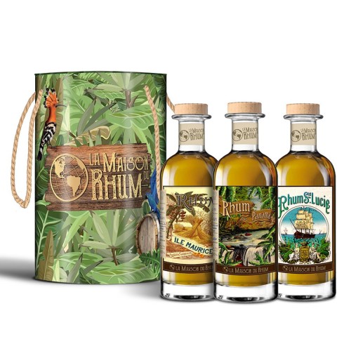LA MAISON DU RHUM PANAMA/SAINTE LUCIE/ILE MAURICE RUMS COFFRET 45% vol 3x20cl