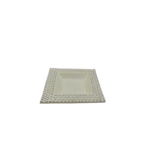 ΠΙΑΤΕΛΑ ΤΕΤΡΑΓΩΝΗ ΚΕΡΑΜΙΚΗ ΛΕΥΚΗ ΜΕ ΑΣΗΜΙ ΛΕΠΤΟΜ.