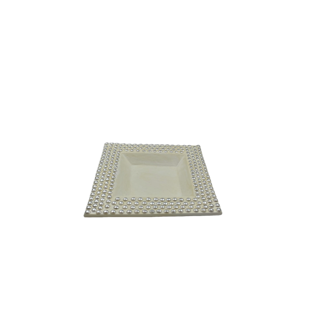 ΠΙΑΤΕΛΑ ΤΕΤΡΑΓΩΝΗ ΚΕΡΑΜΙΚΗ ΛΕΥΚΗ ΜΕ ΑΣΗΜΙ ΛΕΠΤΟΜ.