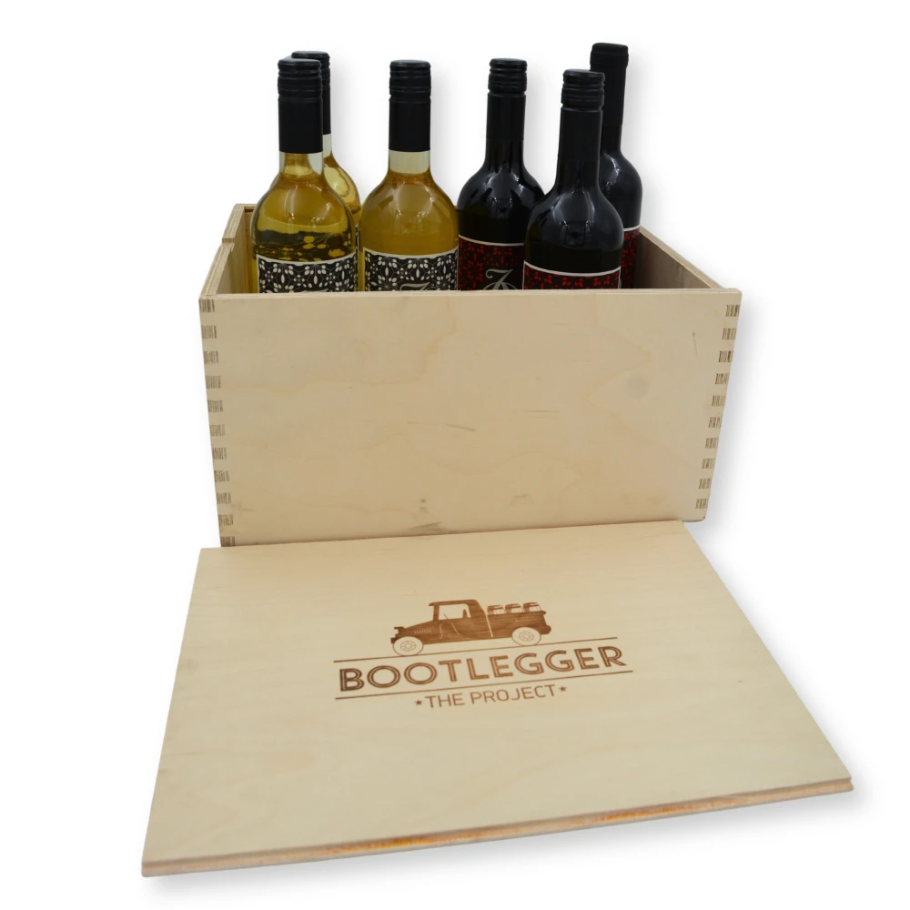 Κουτί Ξύλινο Δισειρο Εξι Φιαλών Bootlegger με 6 φιάλες